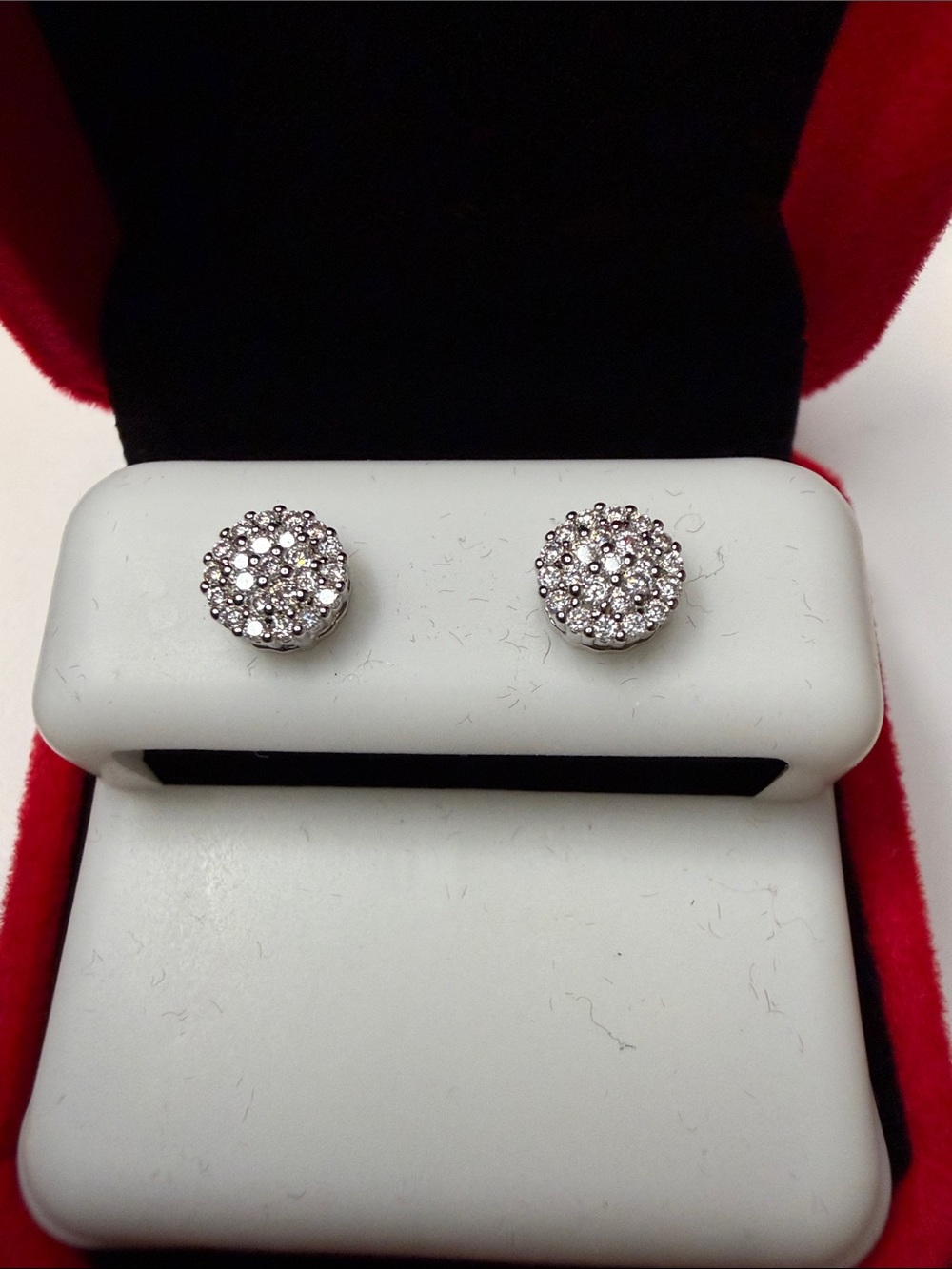 Moissanite Cluster Round Stud Earrings -  925 Silver Setting